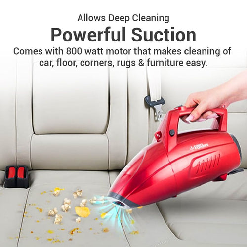 Eureka Forbes Super Clean 800W 2-in-1 Handheld Vacuum Cleaner with 1600mm WC Suction + Blower Function + 7 Accessories (Super Clean)