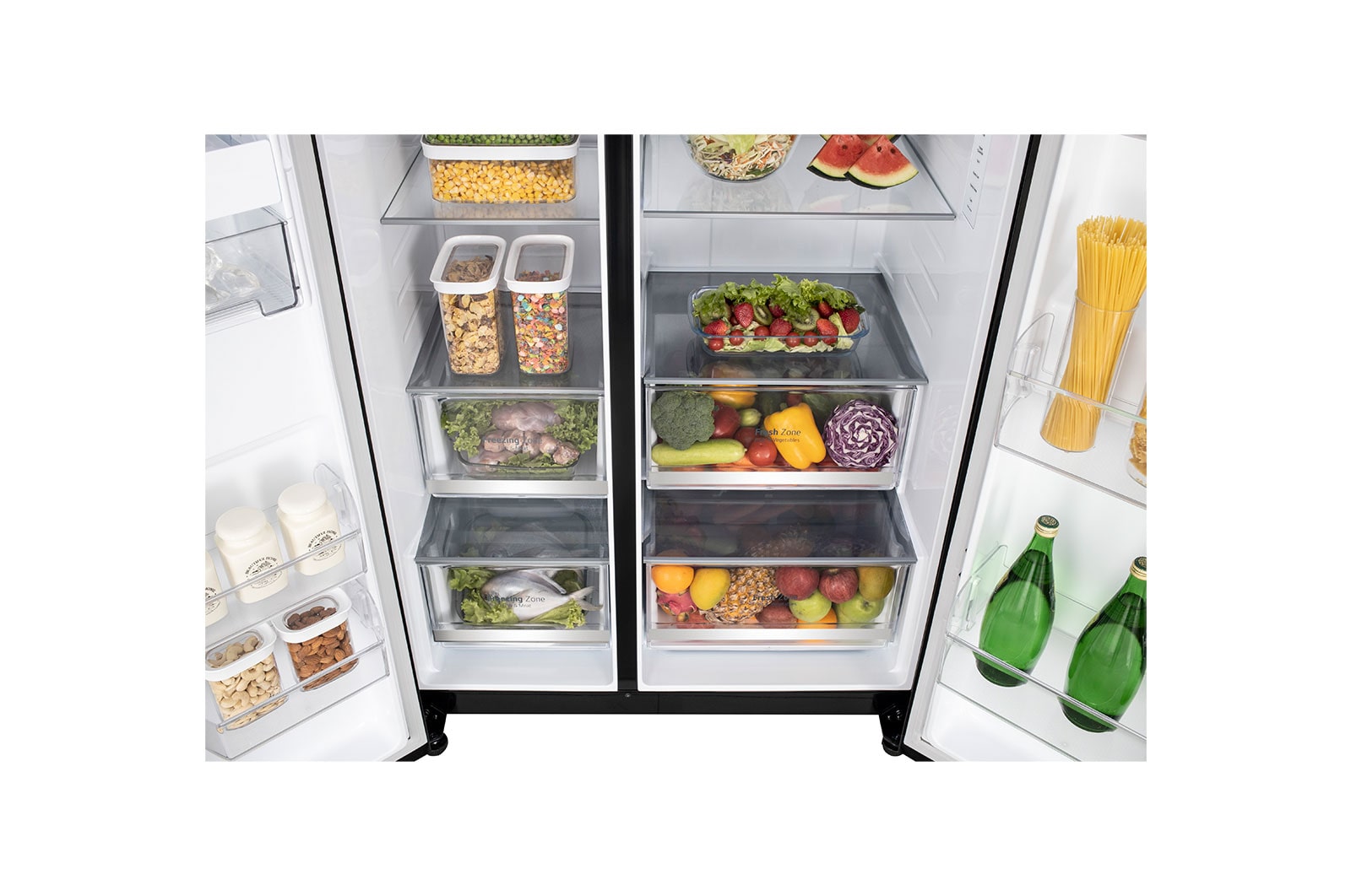 LG 650L Wi-Fi Convertible Side-by-Side Refrigerator with DoorCooling+™, Black Mirror Finish