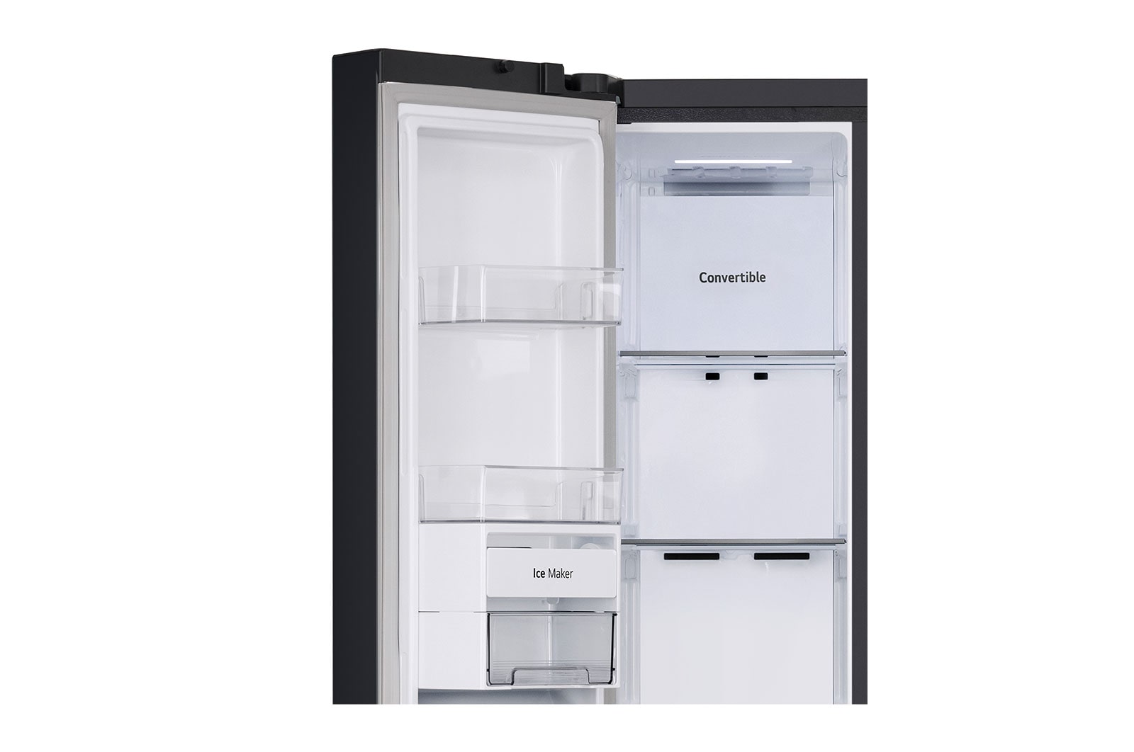 LG 650L Wi-Fi Convertible Side-by-Side Refrigerator with DoorCooling+™, Black Mirror Finish