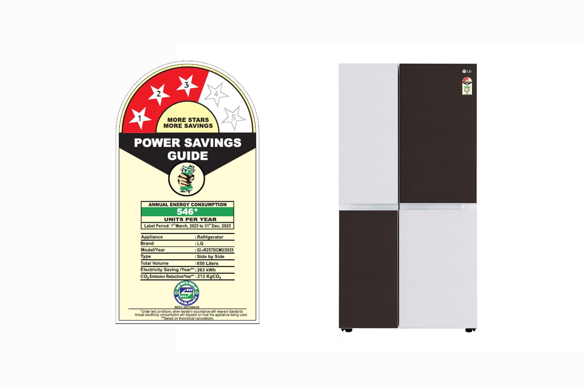 LG 650L Wi-Fi Convertible Side-by-Side Refrigerator with DoorCooling+™