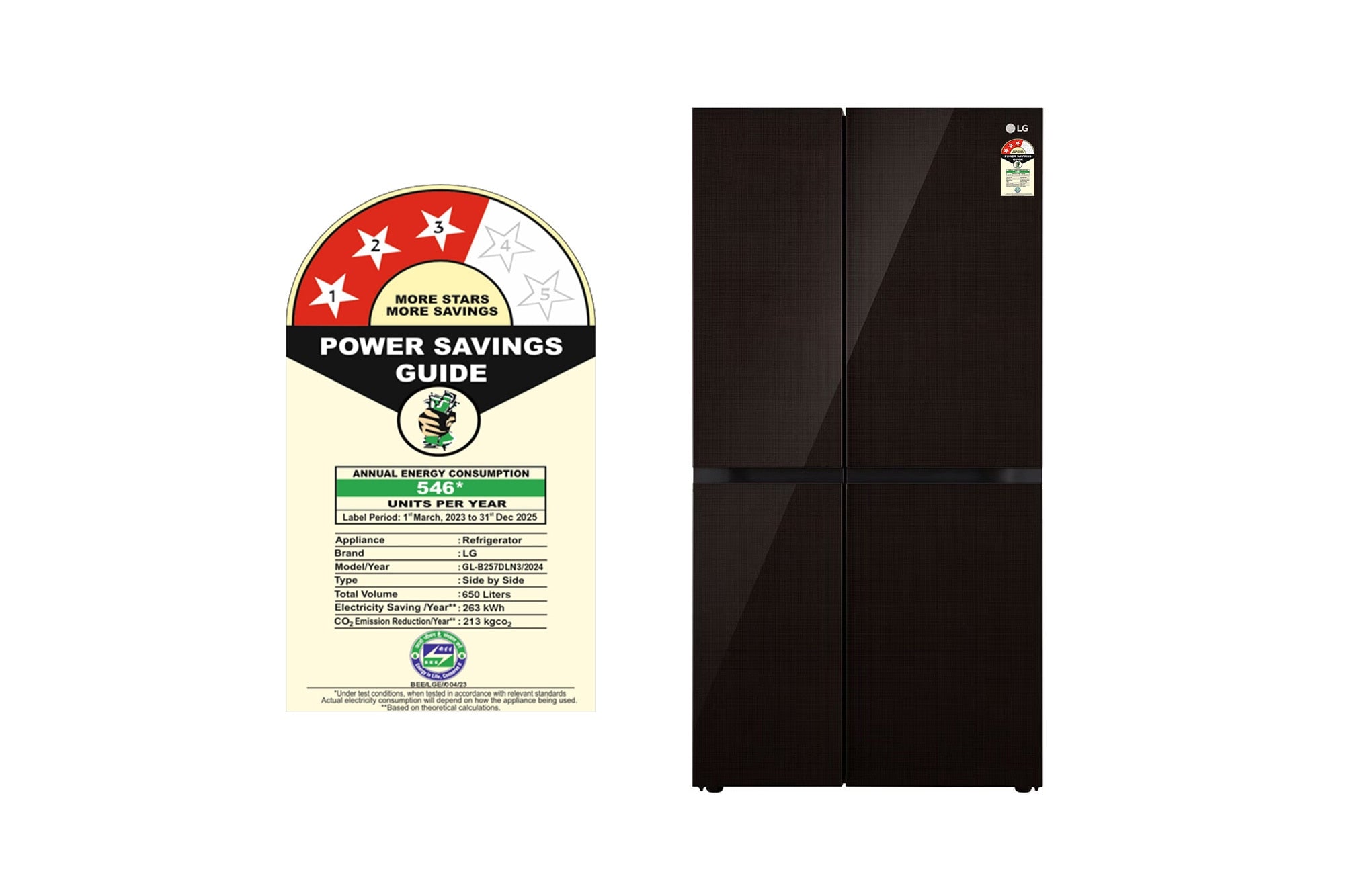 LG 650L Smart Side-by-Side Refrigerator with Wi-Fi, DoorCooling+, Linen Brown