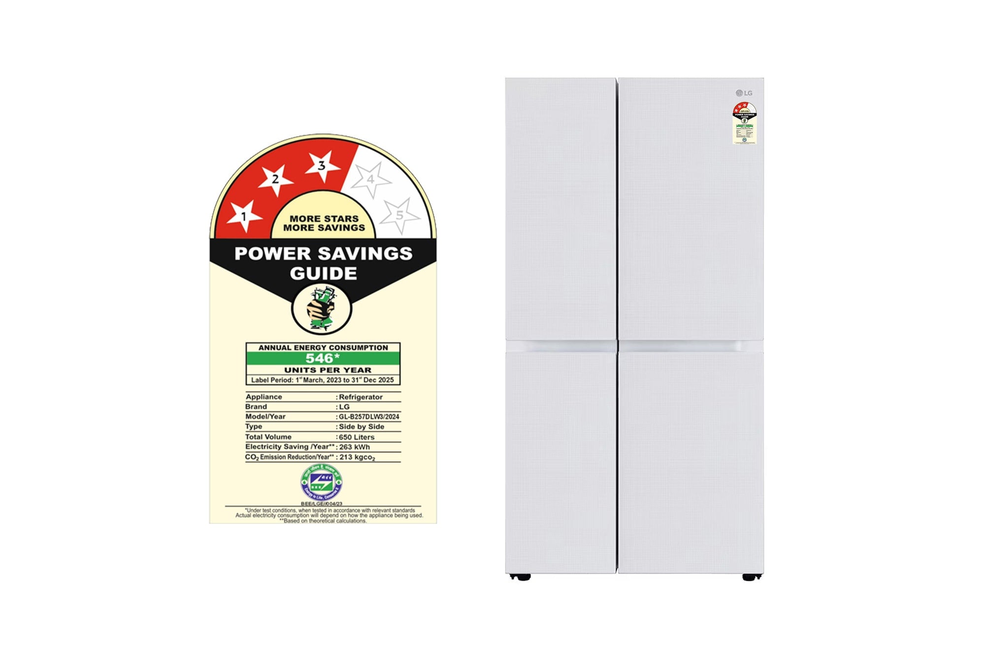 LG 650L Smart Wi-Fi Convertible Side-by-Side Refrigerator with DoorCooling+