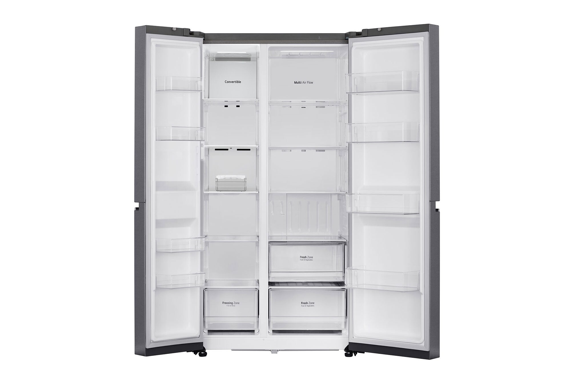 LG 650L Convertible Side-by-Side Refrigerator, Multi-Air Flow, Smart Diagnosis, Dazzle Steel