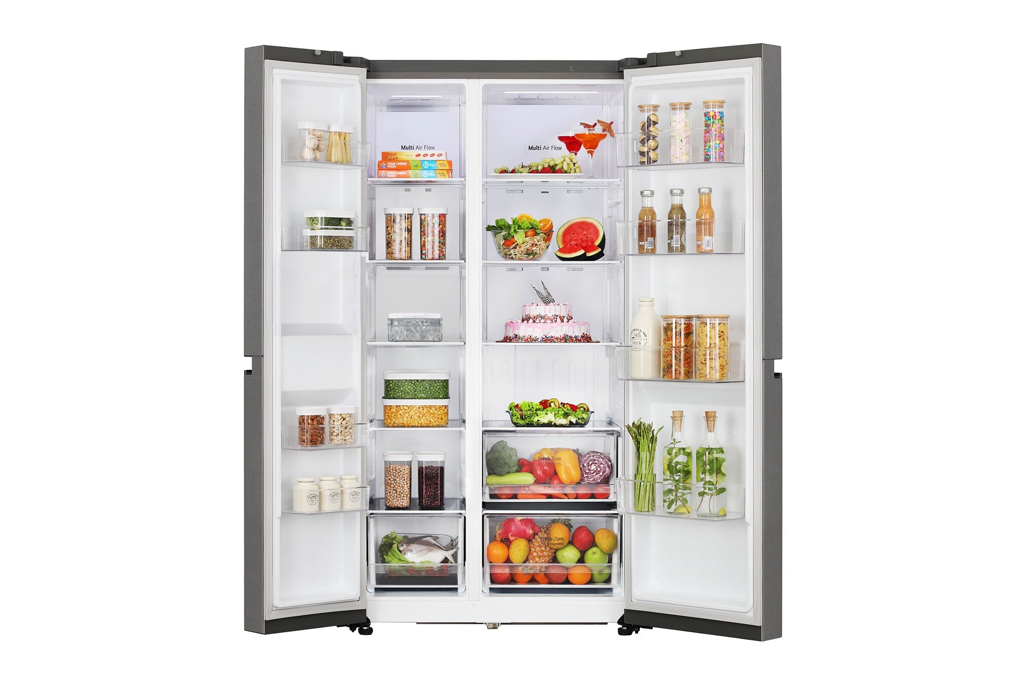 LG 650L Convertible Side-by-Side Refrigerator, Multi-Air Flow, Smart Diagnosis, Dazzle Steel