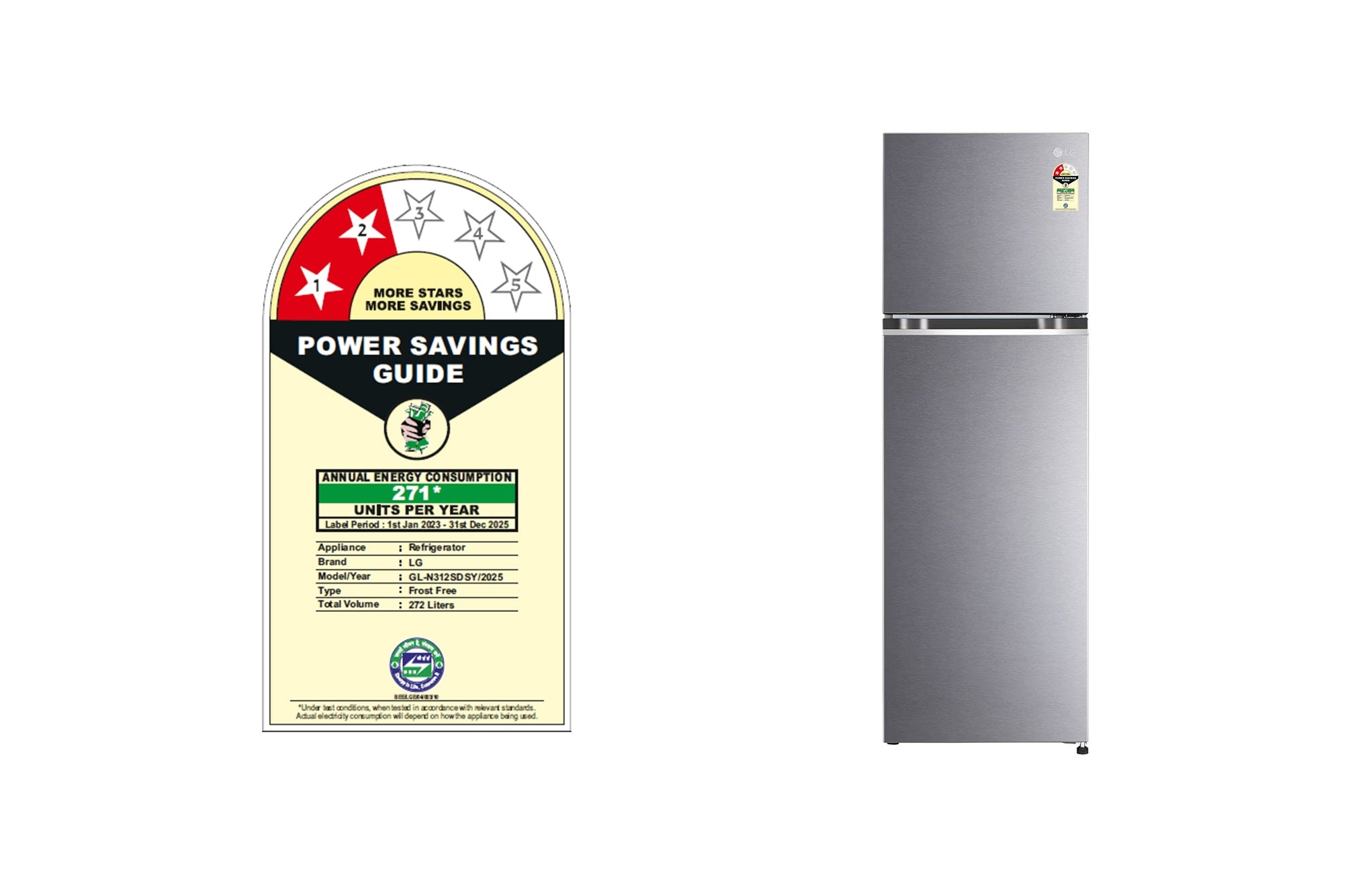 LG 272L Smart Inverter Double Door Refrigerator with Multi Air Flow, Dazzle Steel