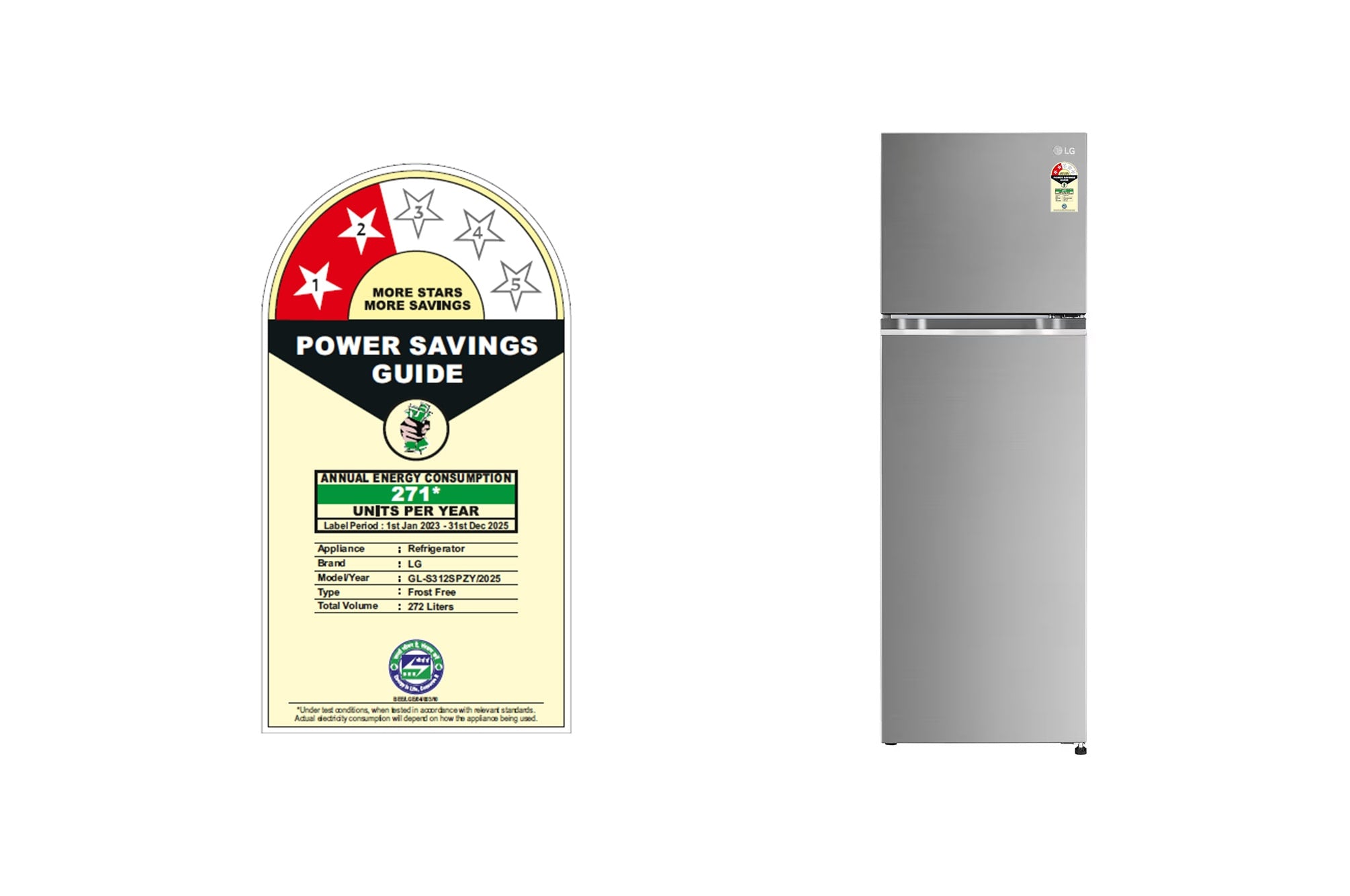 LG 272L Frost-Free Smart Inverter Double Door Refrigerator with Multi Air Flow
