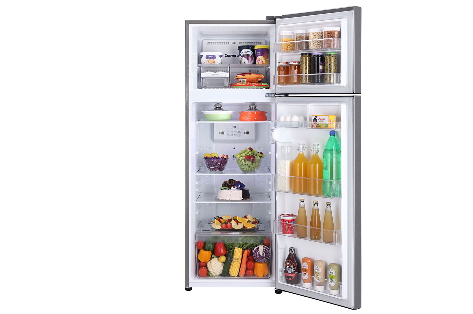 LG 288L Smart Inverter Convertible Double Door Refrigerator - Shiny Steel, 2 Star