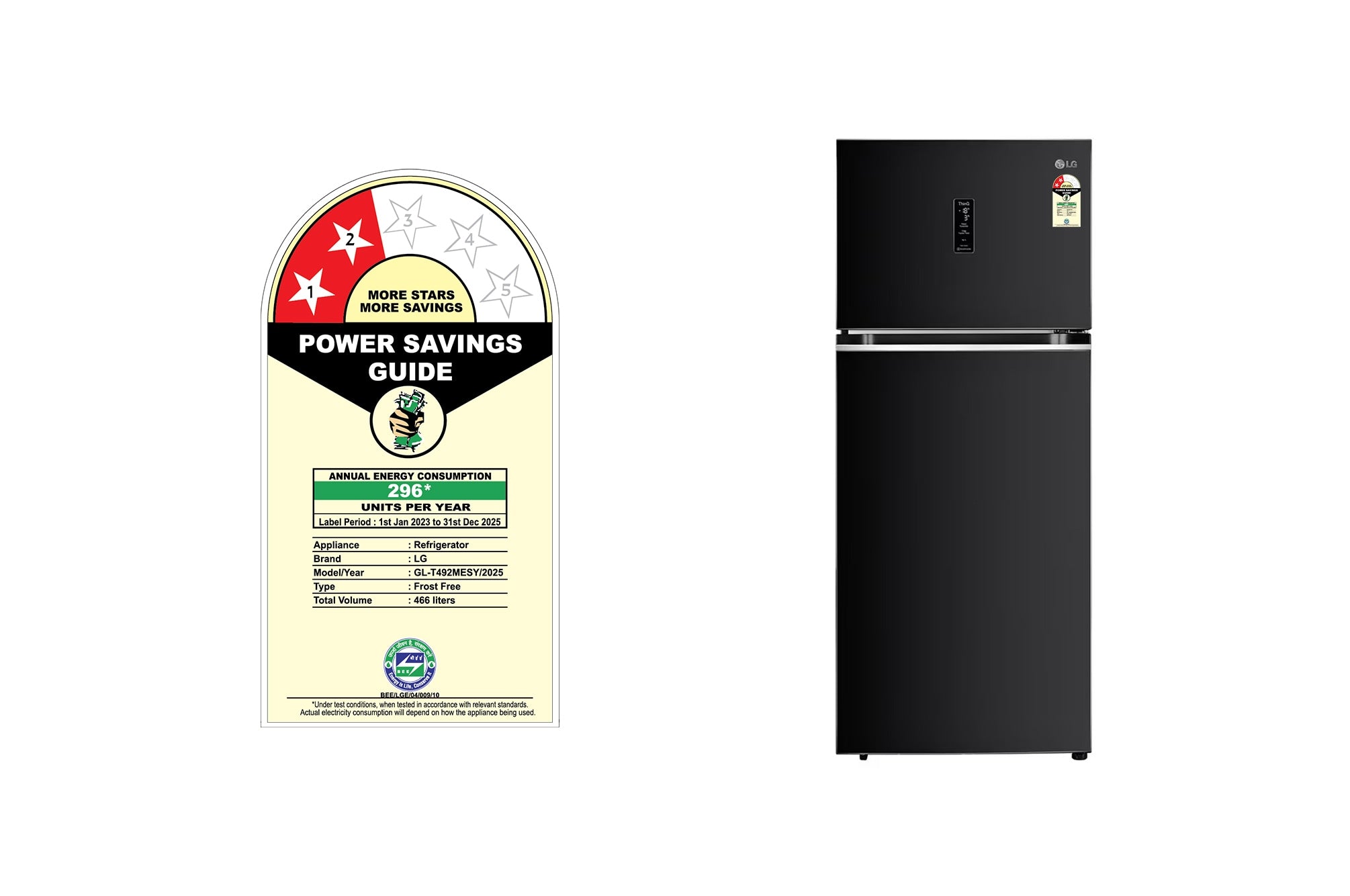 LG 466L Smart Inverter Double Door Refrigerator, Wi-Fi, Door Cooling, Ebony