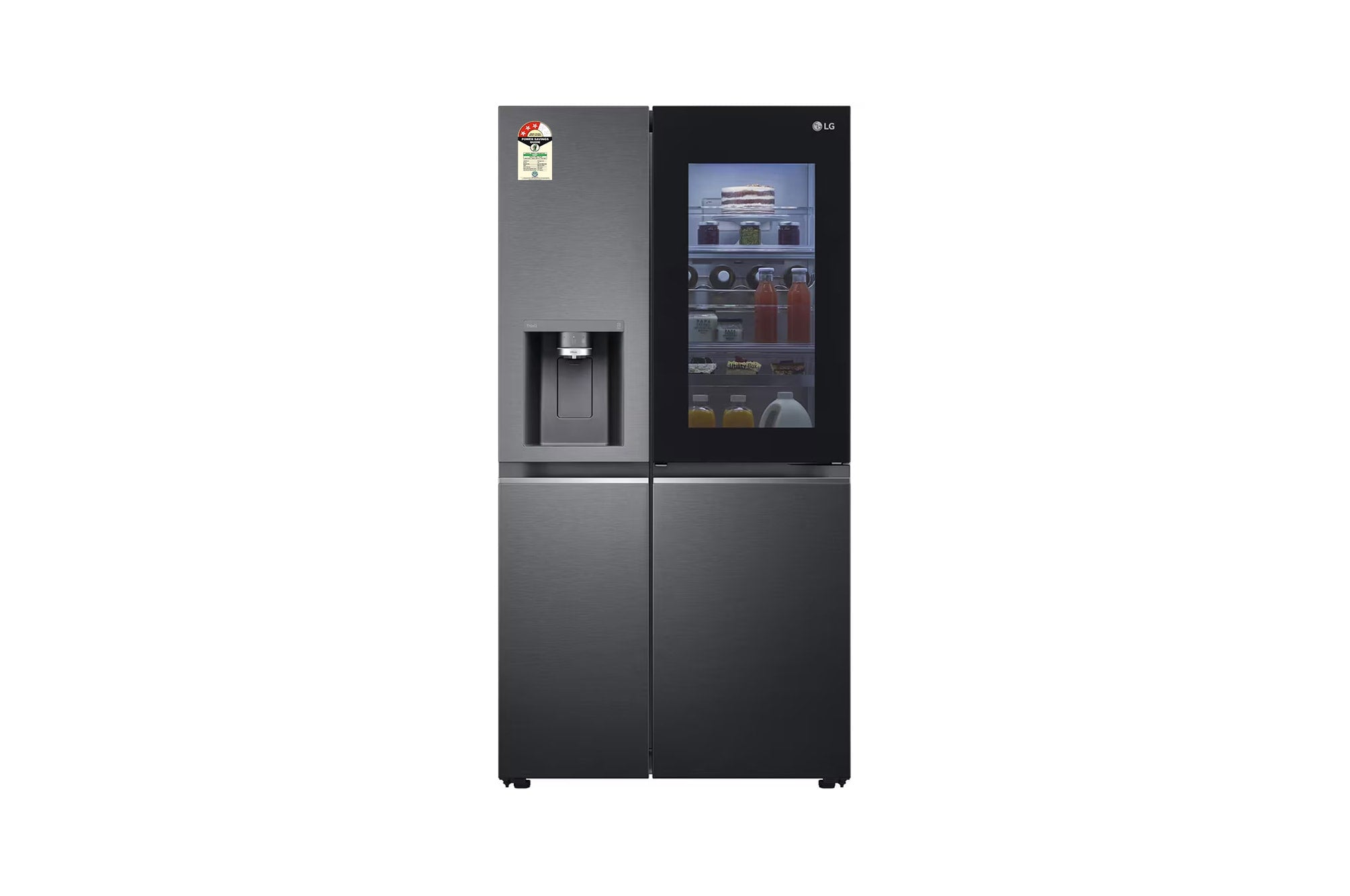 LG 630L InstaView Side-by-Side Refrigerator with Wi-Fi, Matte Black, 3 Star