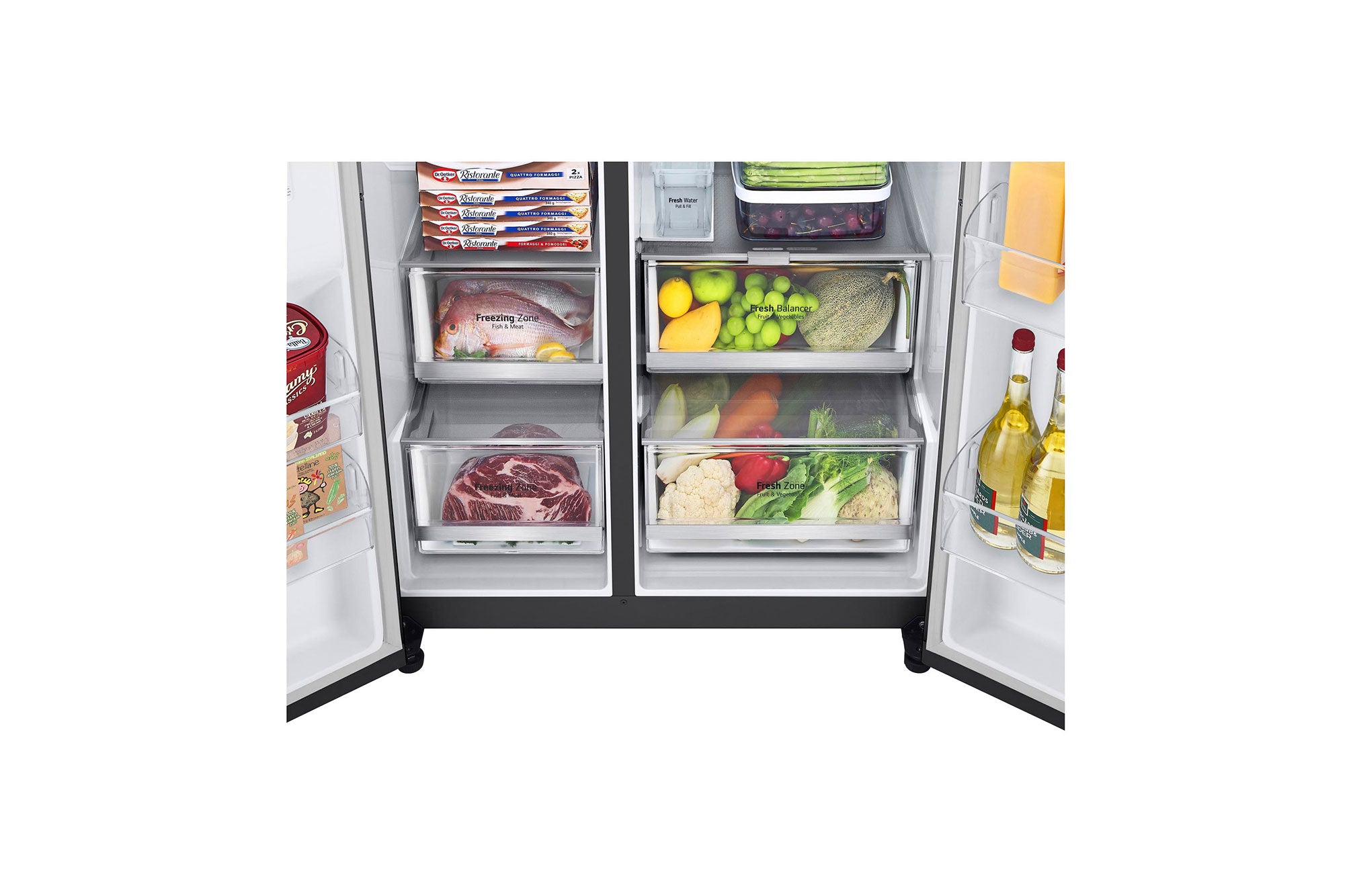 LG 630L InstaView Side-by-Side Refrigerator with Wi-Fi, Matte Black, 3 Star