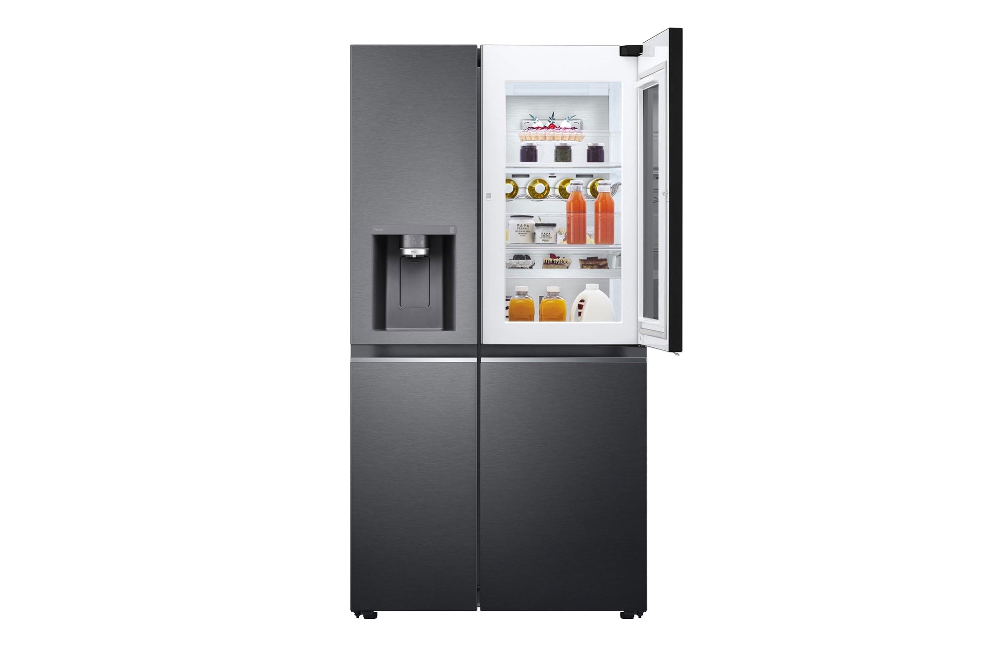 LG 630L InstaView Side-by-Side Refrigerator with Wi-Fi, Matte Black, 3 Star