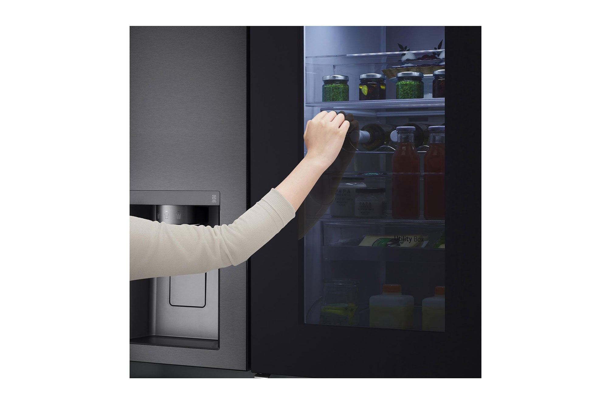 LG 630L InstaView Side-by-Side Refrigerator with Wi-Fi, Matte Black, 3 Star