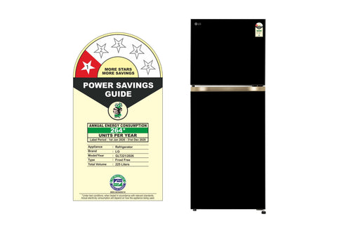 LG GLT2216WYOB 225L Double Door Refrigerator Onyx Black - Angle View