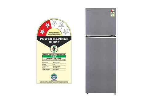 LG GLT3426SNDS 343L Double Door Refrigerator Dazzle Steel - Angle View