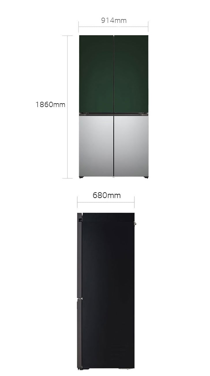 LG 614L French Door Objet Collection Refrigerator Smart Inverter Green-Sliver Finish