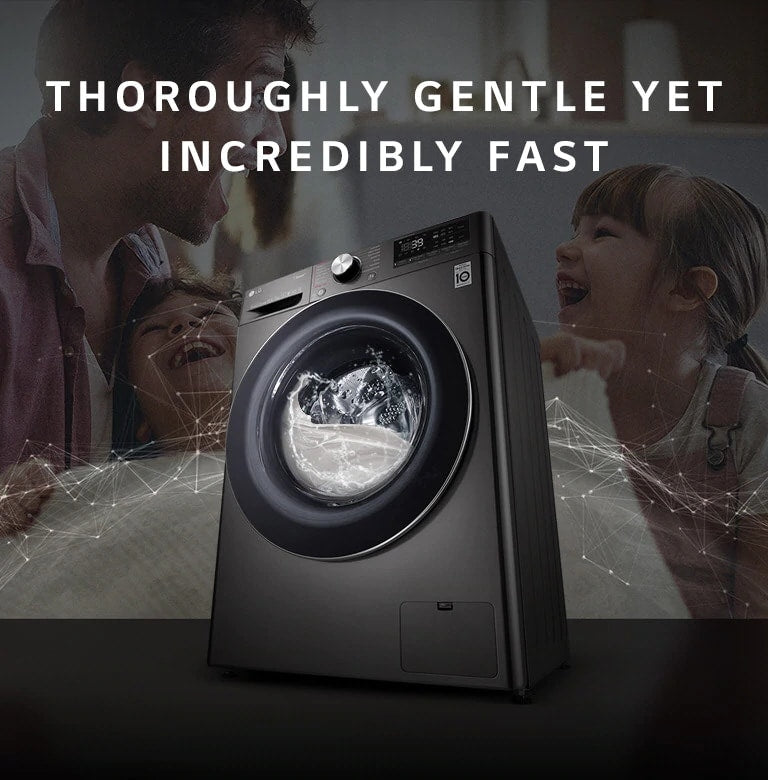 LG 7KG Smart Inverter Direct Drive Front Load Washing Machine, Middle Black