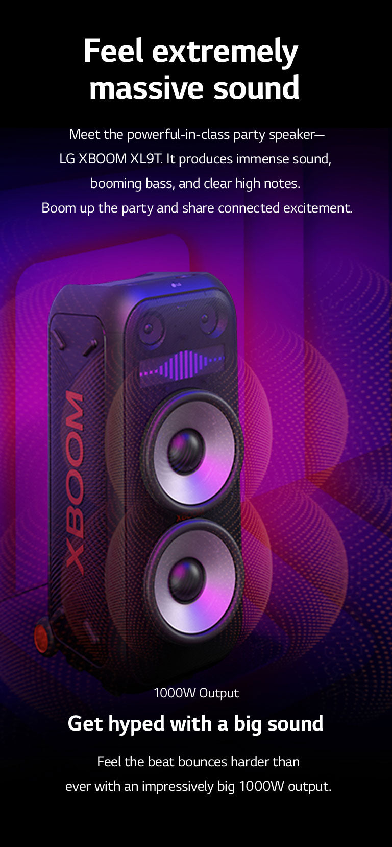 LG XBOOM XL9T: 1000W Bluetooth Party Speaker with Dual 8-inch Woofers
