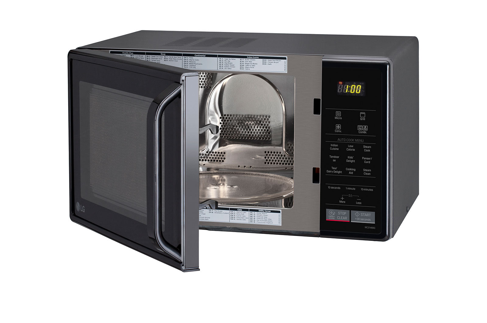LG 21L Convection Microwave Oven: Health Plus, Quartz Heater, 151 Auto Cook