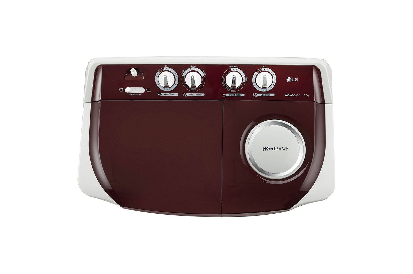 LG 7.5 Kg Semi-Automatic Top Load Washing Machine Roller Jet Pulsator Burgundy