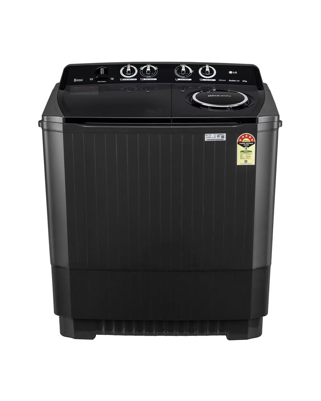 LG P8535SLMZ 8.5Kg Semi Automatic Top Load Washing Machine Full Black - Front View