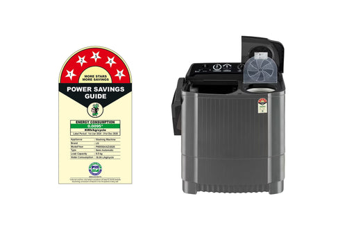 LG P9555SKAZ 9.5Kg Semi Automatic Top Load Washing Machine Middle Black - Side View