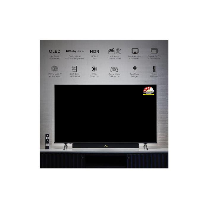 Vu 65‑Inch 4K QLED Google TV with Dolby Atmos Soundbar