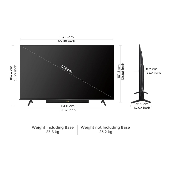 VU 75 Inch 4K QLED Smart Google TV with Dolby Vision, Dolby Atmos, 88W Soundbar, MEMC, HDMI 2.1 & Bezel-Less Design