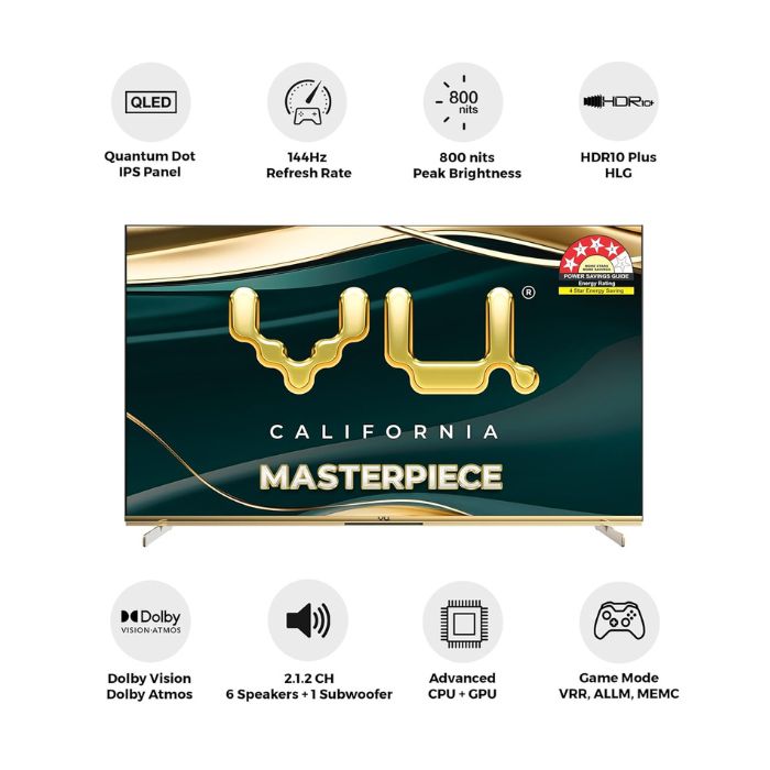Vu 55MASTERPIECE 55" 4K QLED Armani Gold TV with Dolby Atmos