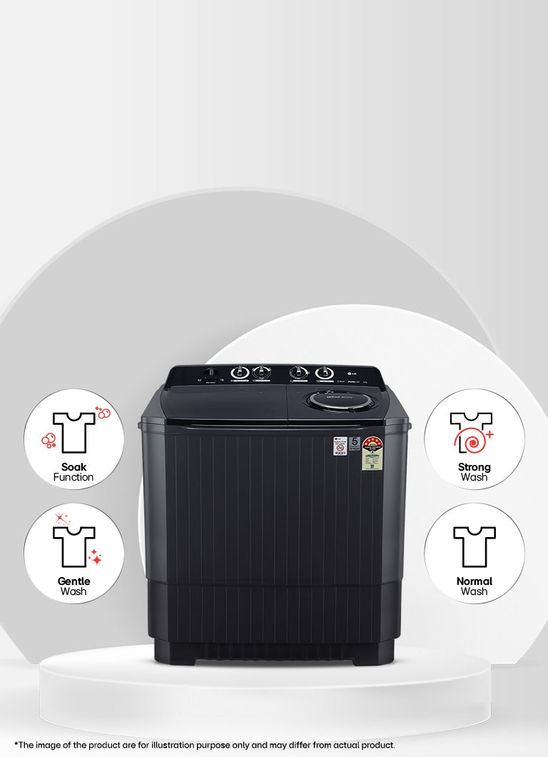 LG 8Kg Semi-Automatic Top Load Washing Machine, Roller Jet Pulsator, Burgundy