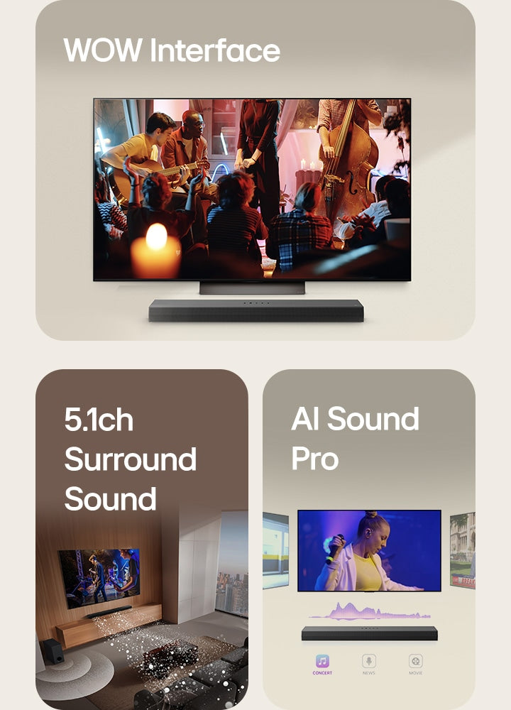LG S65TR 600W 5.1 Channel AI Sound Pro Soundbar