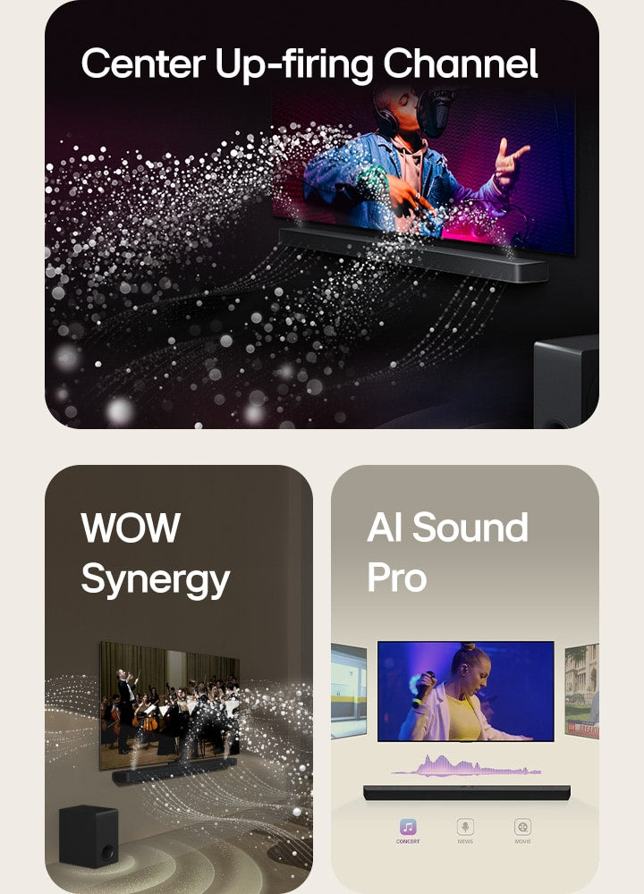 LG S77TY 3.1.3ch Dolby Atmos Soundbar with Centre Up-firing Speaker for TV Gaming