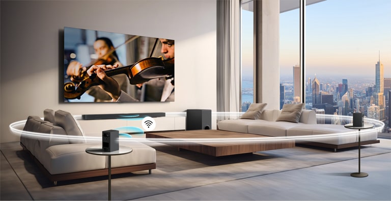 LG SPT8-S 100W Wireless Rear Surround Speakers for Immersive Soundbar Audio