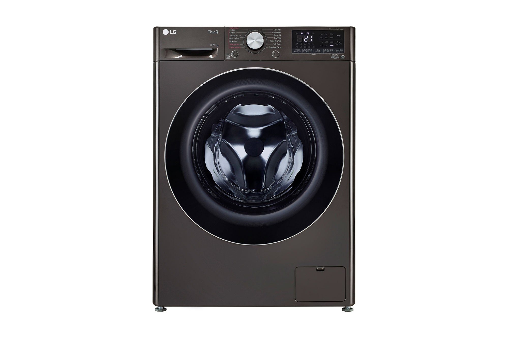 LG 12/7Kg AIDD™ Smart Front Load Washer Dryer, Platinum Black, TurboWash 360