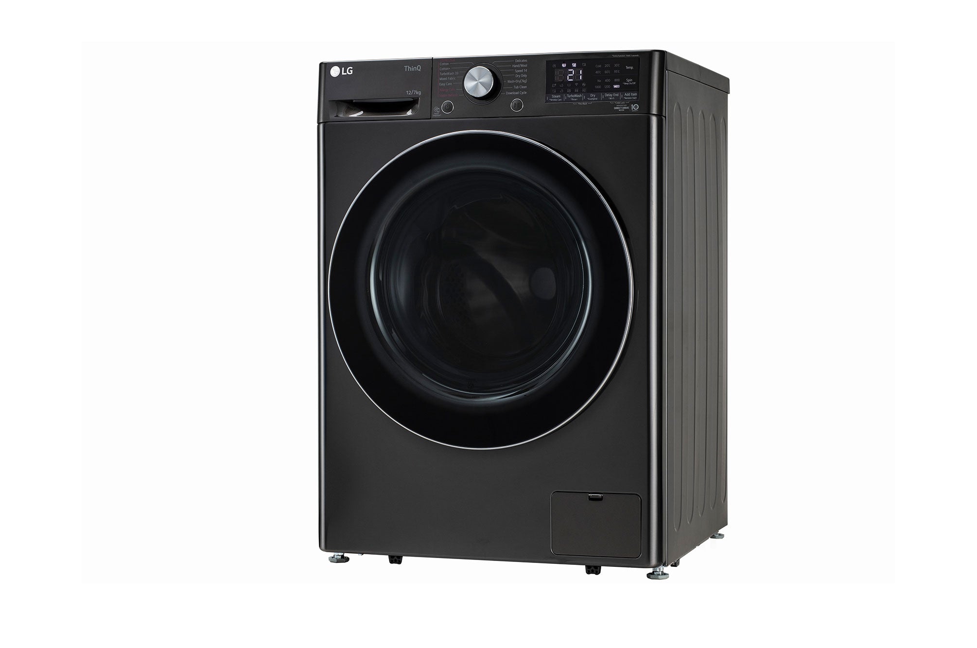 LG 12/7Kg AIDD™ Smart Front Load Washer Dryer, Platinum Black, TurboWash 360