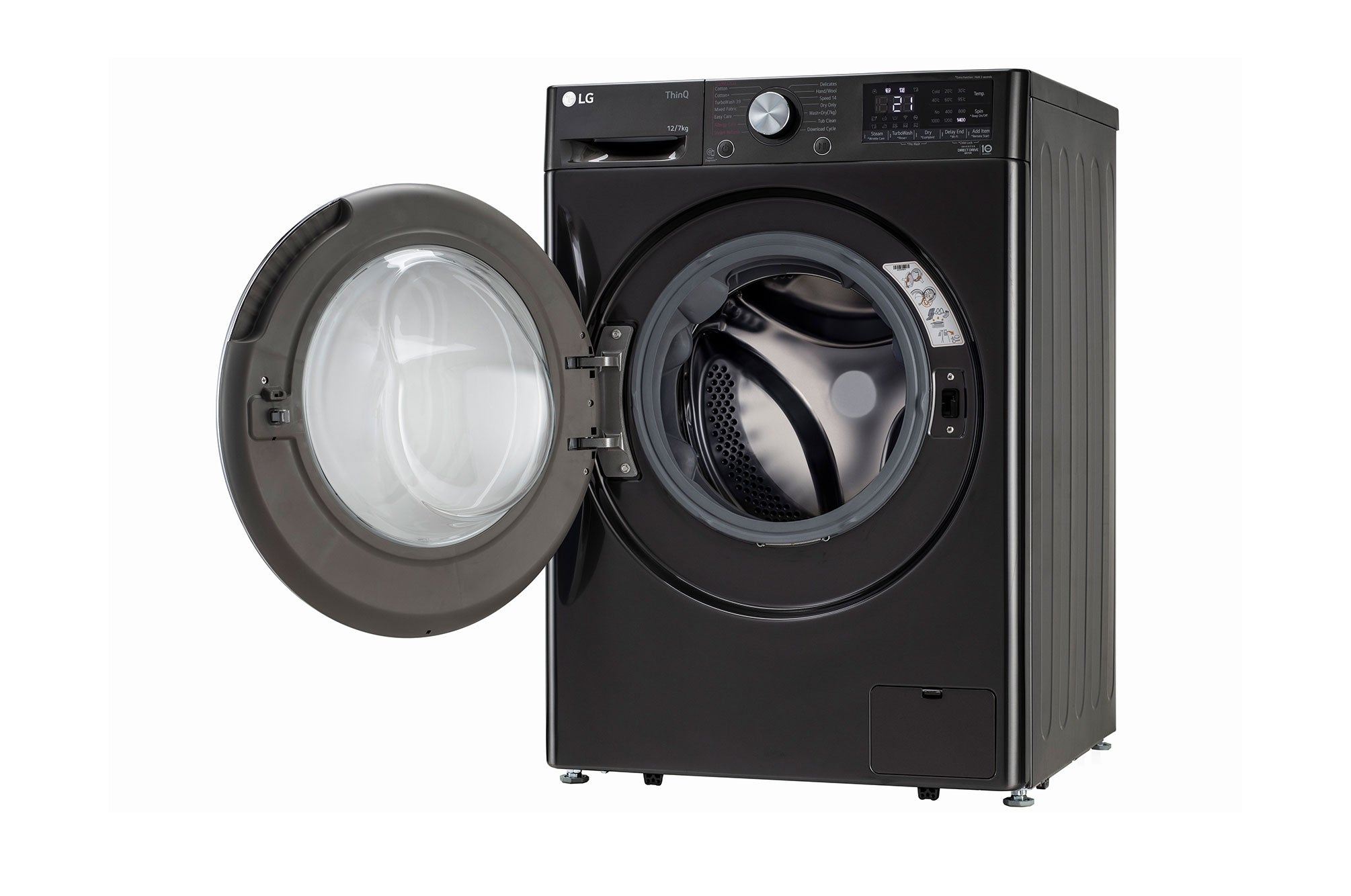 LG 12/7Kg AIDD™ Smart Front Load Washer Dryer, Platinum Black, TurboWash 360