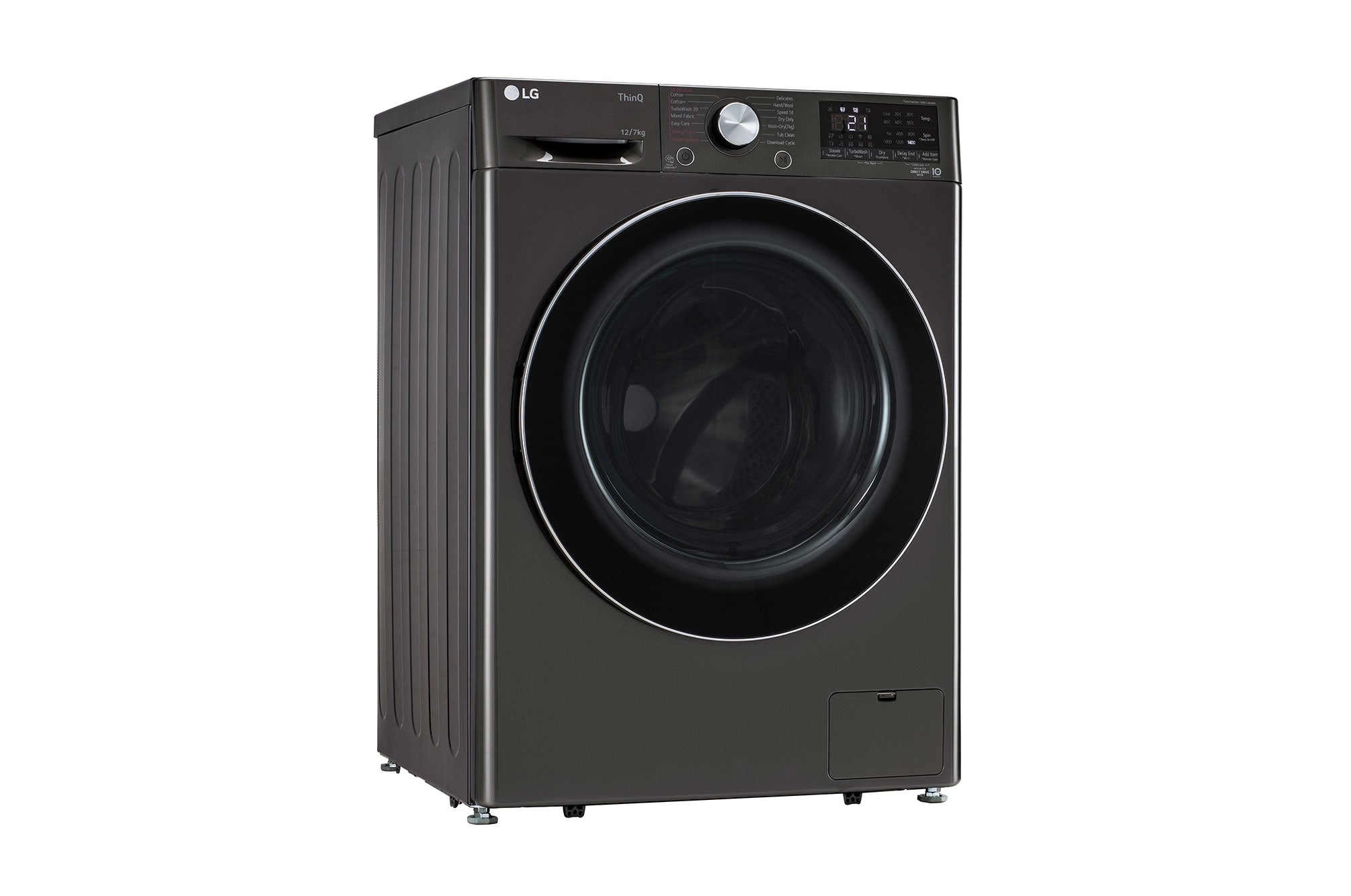 LG 12/7Kg AIDD™ Smart Front Load Washer Dryer, Platinum Black, TurboWash 360