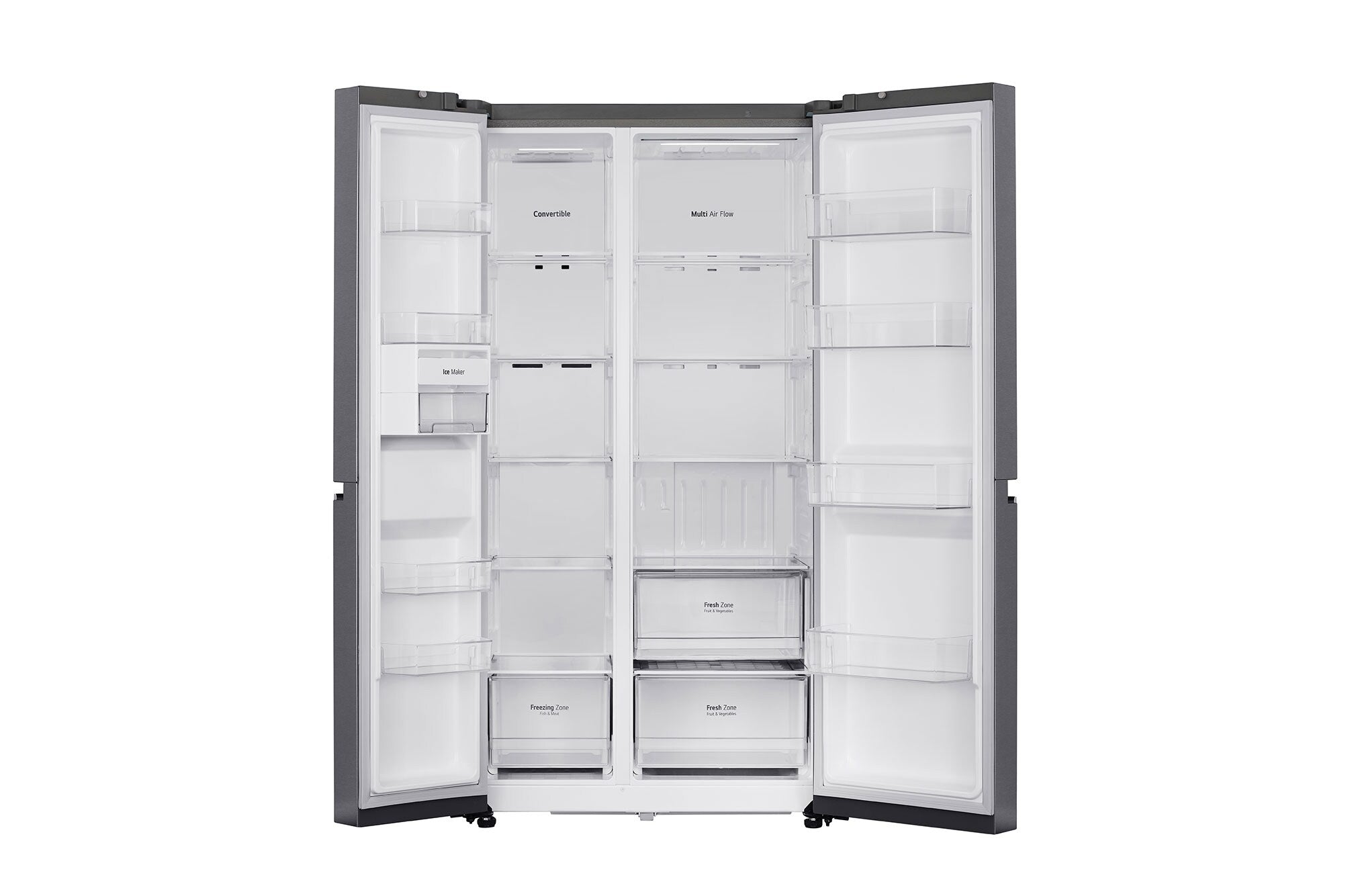 LG 650L Convertible Side-by-Side Refrigerator with Smart Inverter, Dazzle Steel