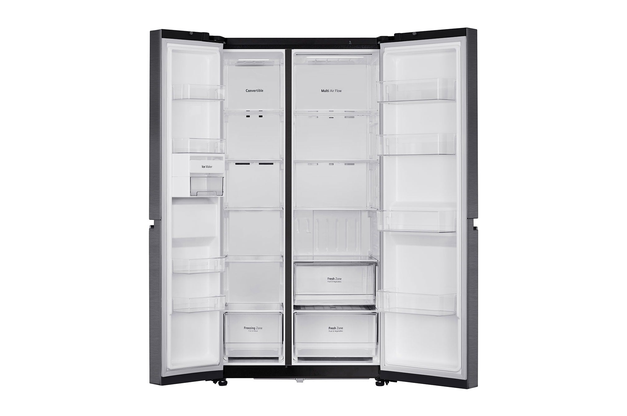 LG 650L Smart Side-by-Side Refrigerator, Convertible, Matte Black, 3 Star