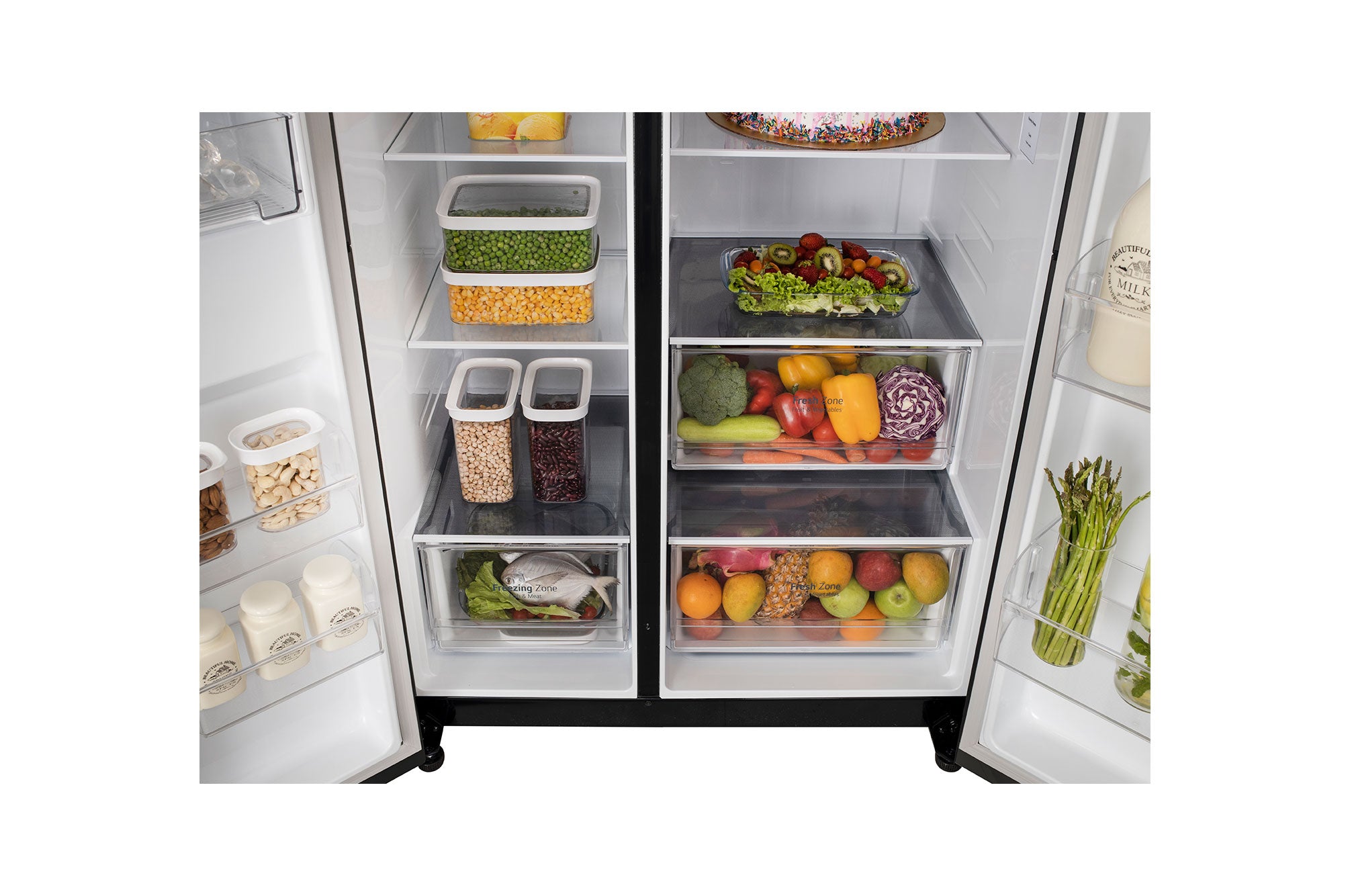 LG 650L Smart Side-by-Side Refrigerator, Convertible, Matte Black, 3 Star