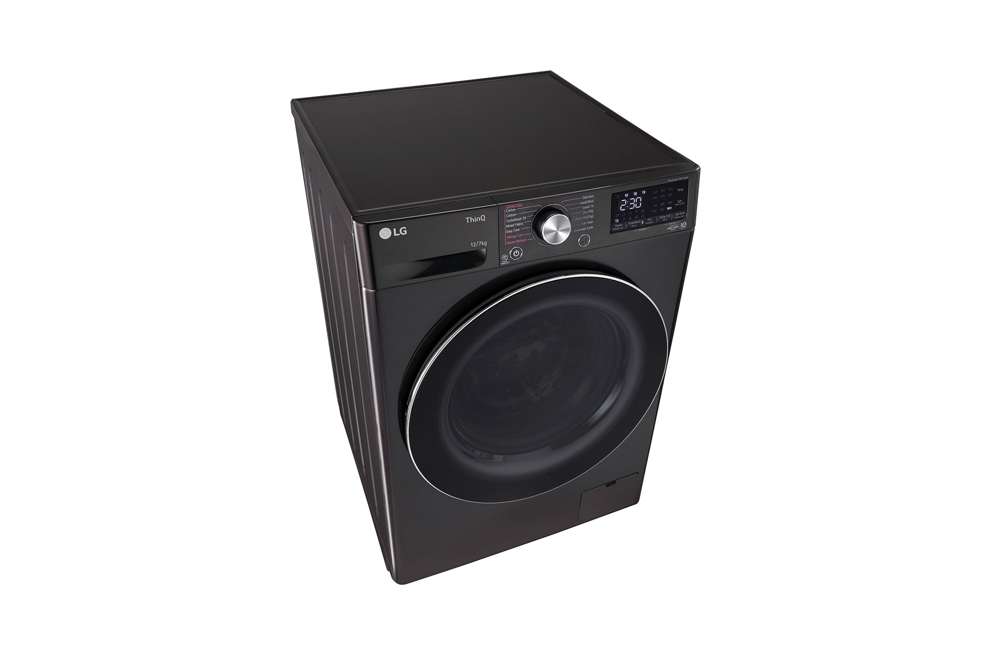 LG 12/7Kg AIDD™ Smart Front Load Washer Dryer, Platinum Black, TurboWash 360