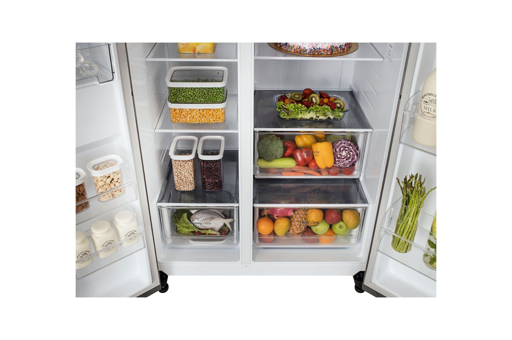 LG 650L Convertible Side-by-Side Refrigerator with Smart Inverter, Dazzle Steel