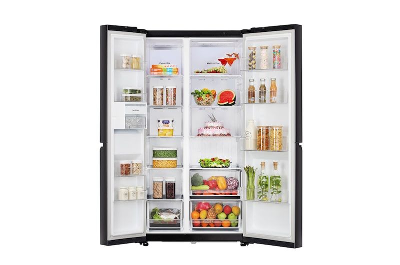 LG 650L Smart Convertible Side-by-Side Refrigerator with Inverter Compressor, Western Black
