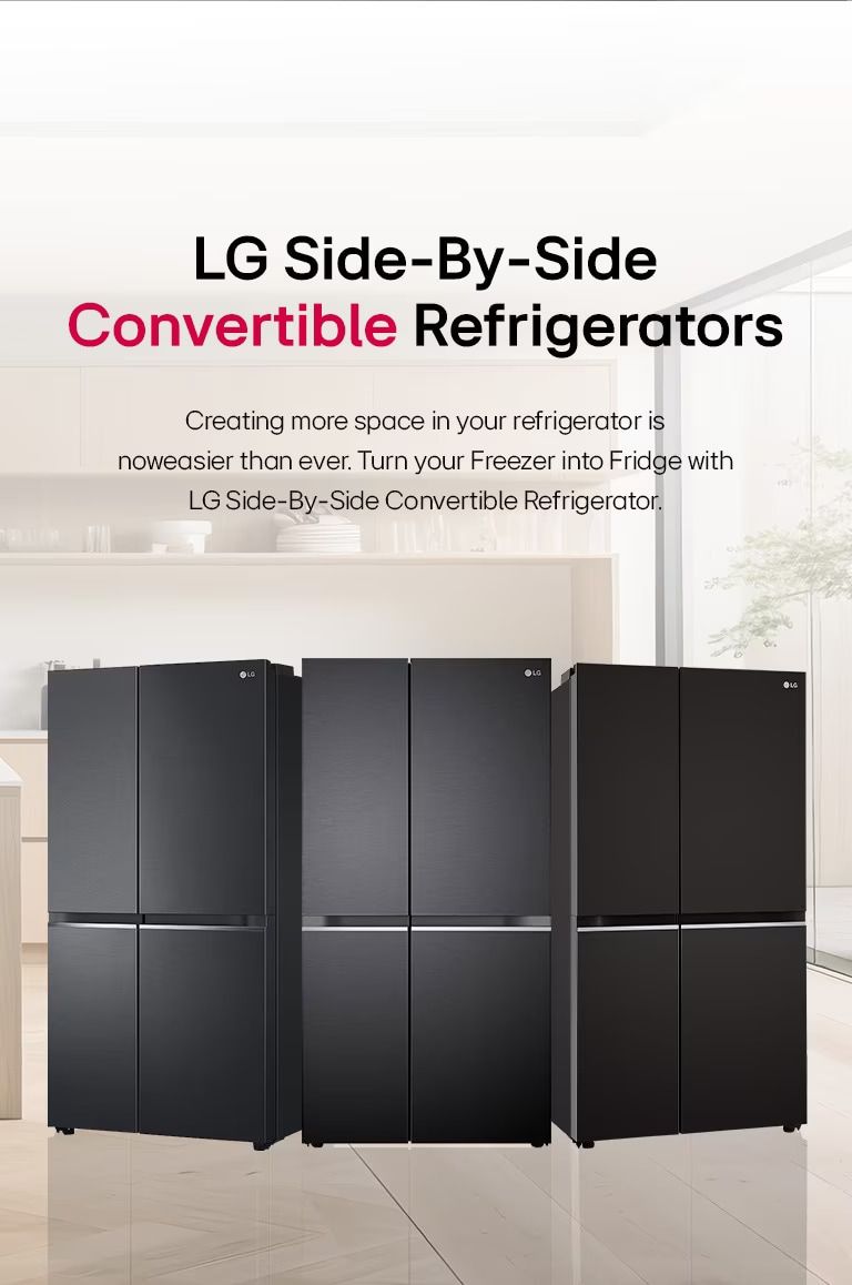 LG 650L Smart Convertible Side-by-Side Refrigerator with Inverter Compressor, Western Black