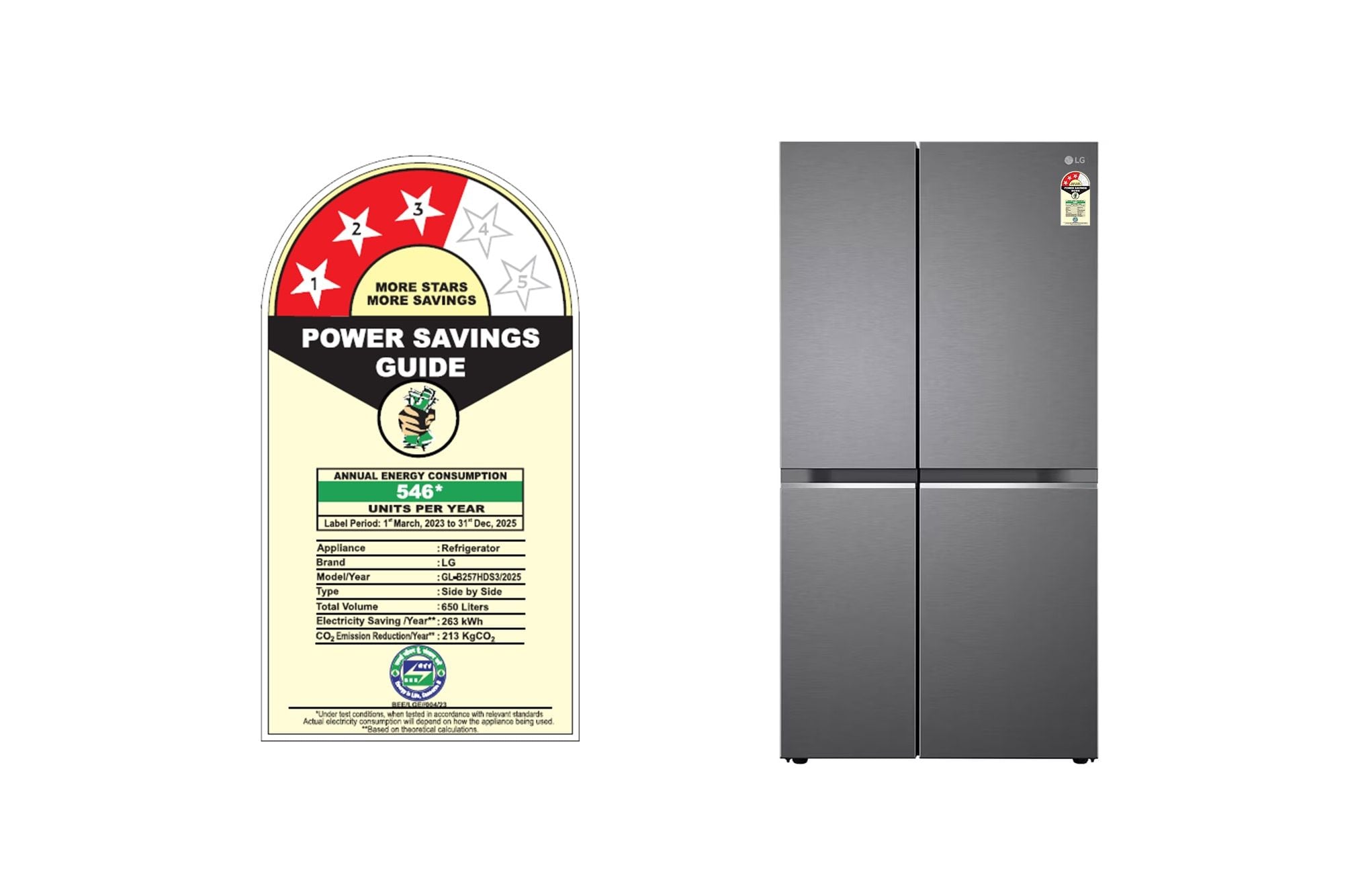 LG 650L Convertible Side-by-Side Refrigerator with Smart Inverter, Dazzle Steel