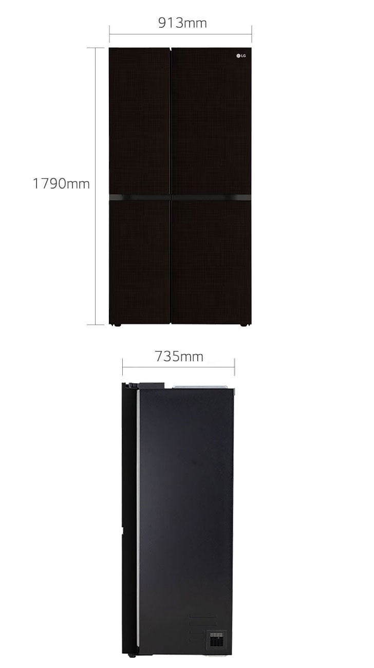 LG 650L Smart Side-by-Side Refrigerator with Wi-Fi, DoorCooling+, Linen Brown