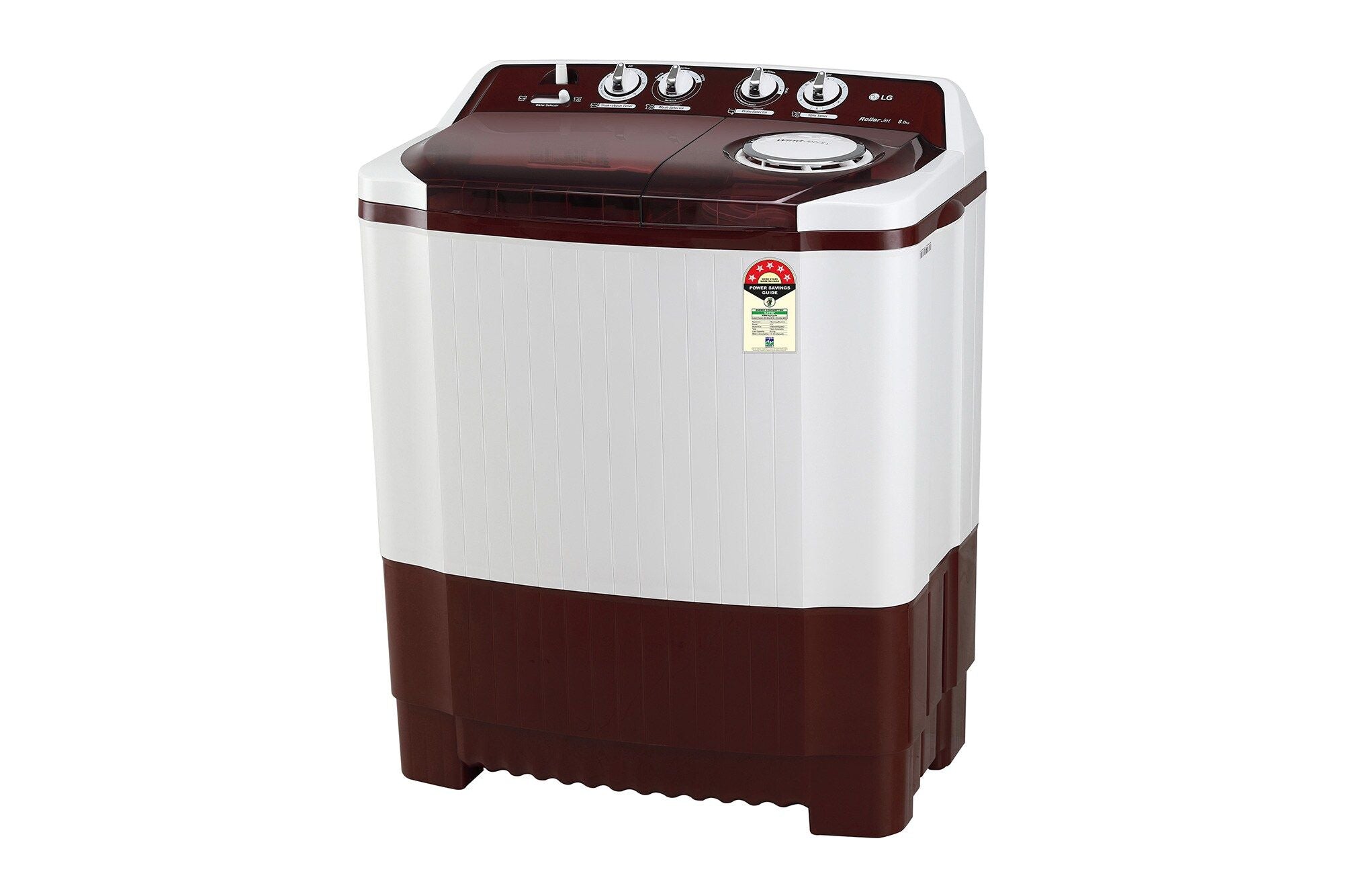 LG 8Kg Semi-Automatic Top Load Washing Machine, Roller Jet Pulsator, Burgundy