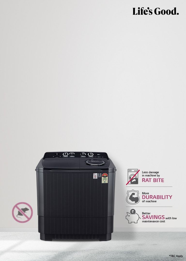 LG 8Kg Semi-Automatic Top Load Washing Machine, Roller Jet Pulsator, Burgundy
