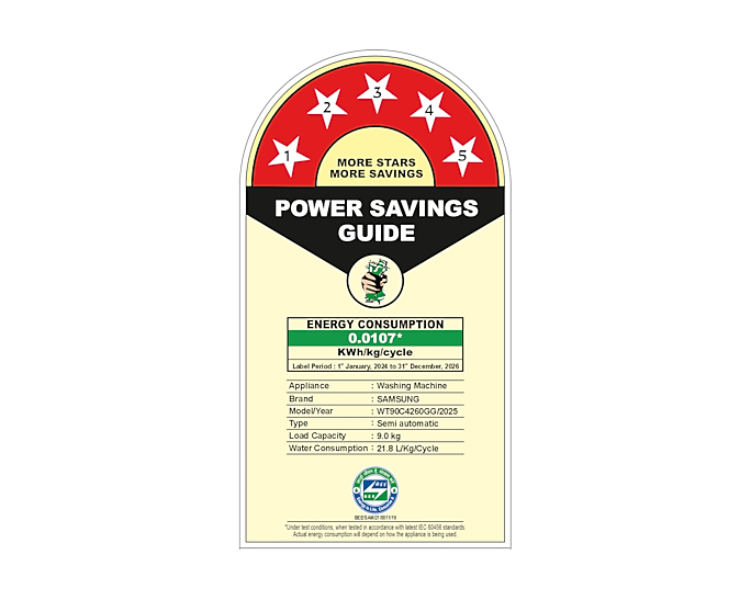 Samsung 9.0 kg Semi-Automatic Hexa Storm Pulsator Washing Machine, 5-Star Energy