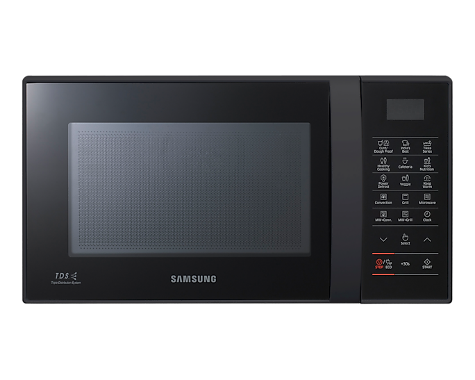 Samsung 21L Convection Microwave Oven: Curd Making, Triple Distribution, Black Ceramic