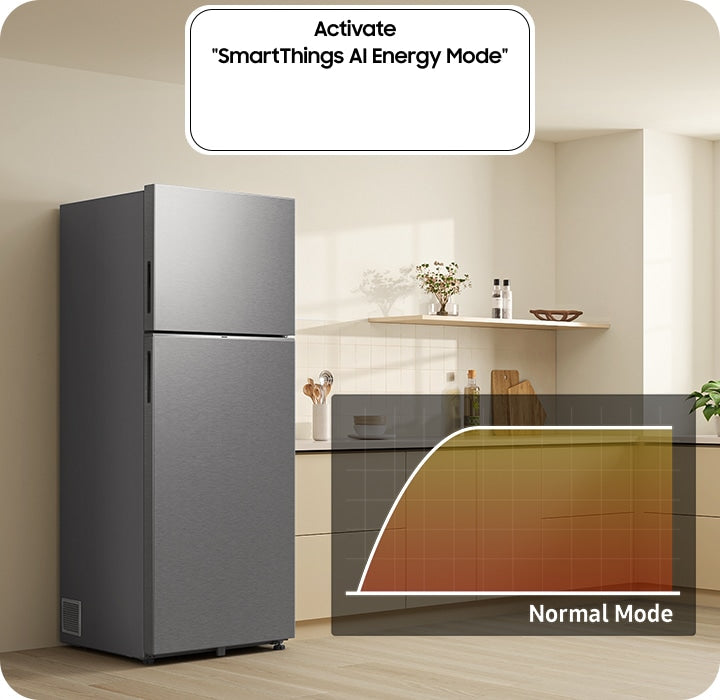 Samsung Bespoke AI 350L Double Door Refrigerator: Smart Convertible Twin Cooling, Black DOI